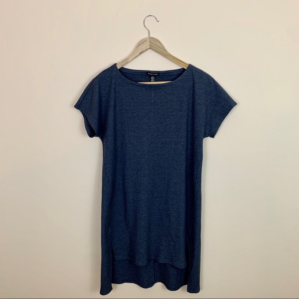 Eileen Fisher Tencel Rib Bateau Neck tunic Gray